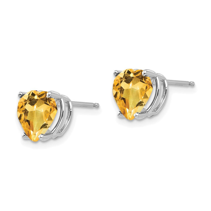 14k Yellow Gold Citrine heart stud Earrings