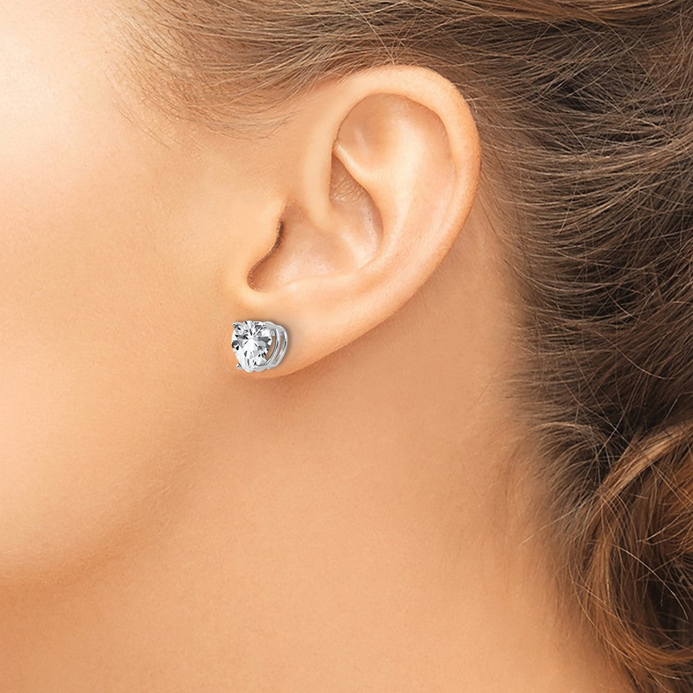 14k Yellow Gold Cubic Zirconia heart stud Earrings