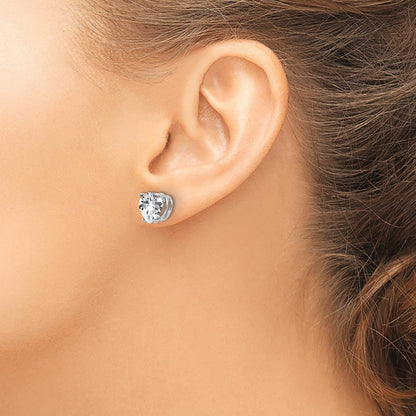 14k Yellow Gold Cubic Zirconia heart stud Earrings
