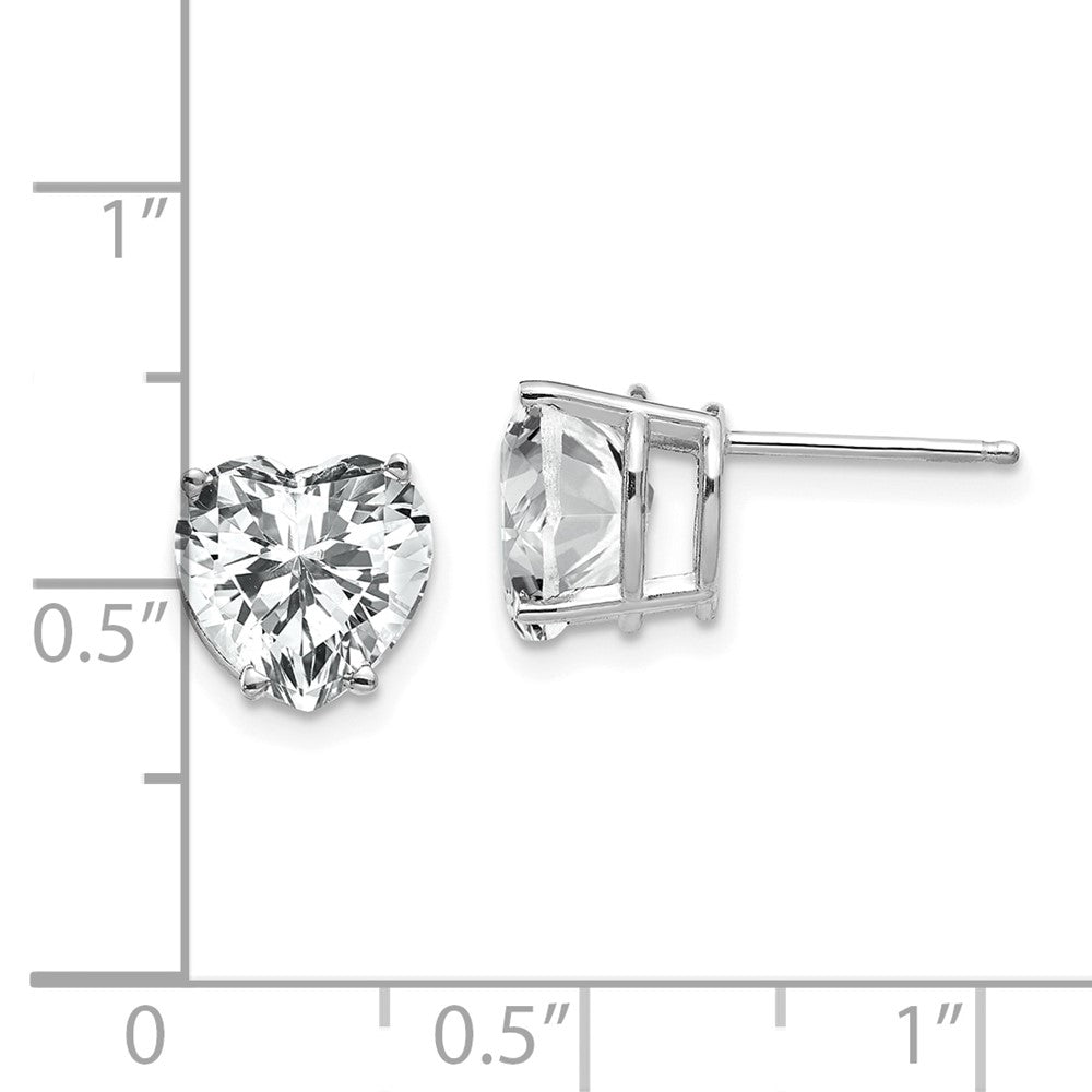14k Yellow Gold Cubic Zirconia heart stud Earrings