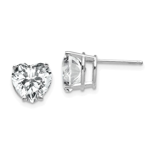 14k Yellow Gold Cubic Zirconia heart stud Earrings