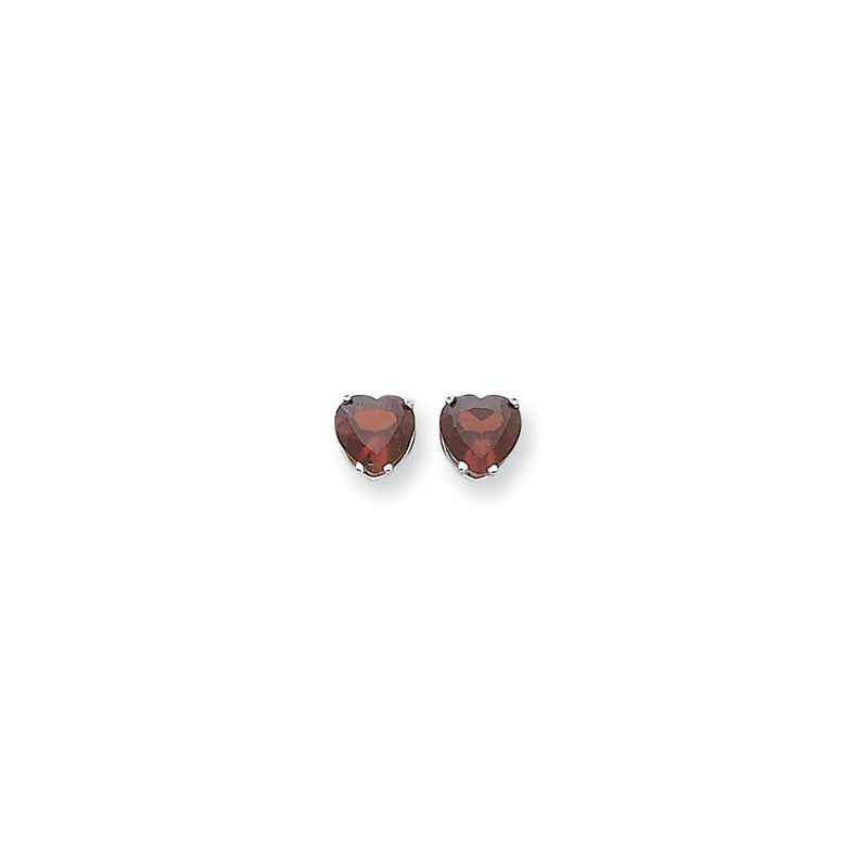 14k White Gold 8mm Heart Rhodolite Garnet earring