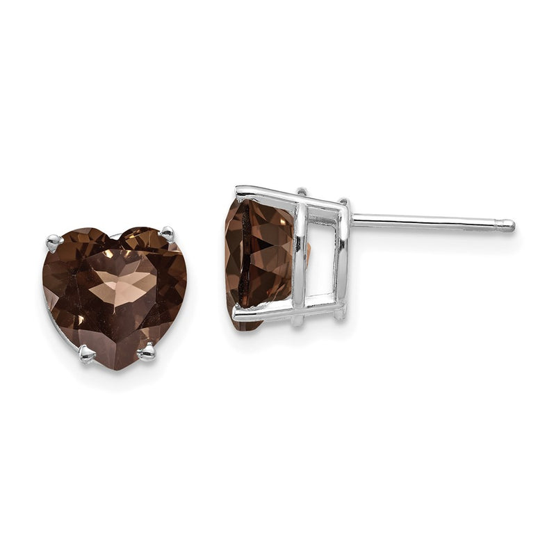 14k White Gold 8mm Heart Smok Yellow Gold Quartz Earring