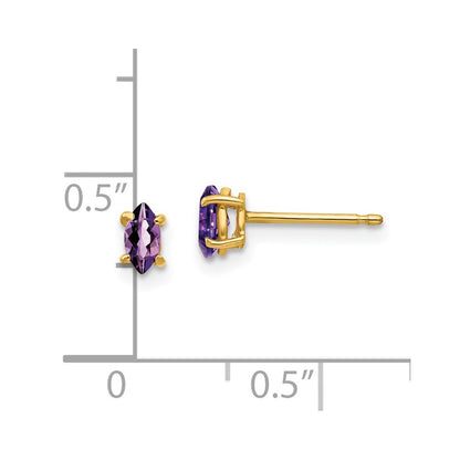 14k Yellow Gold 5x2.5mm Marquise Amethyst Earrings