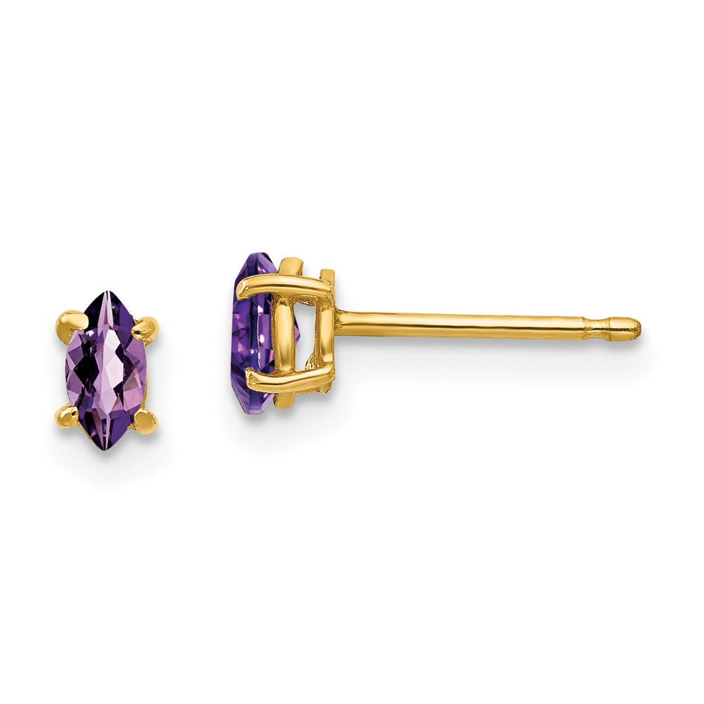 14k Yellow Gold 5x2.5mm Marquise Amethyst Earrings
