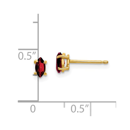 14k Yellow Gold 5x2.5mm Marquise Garnet Earrings