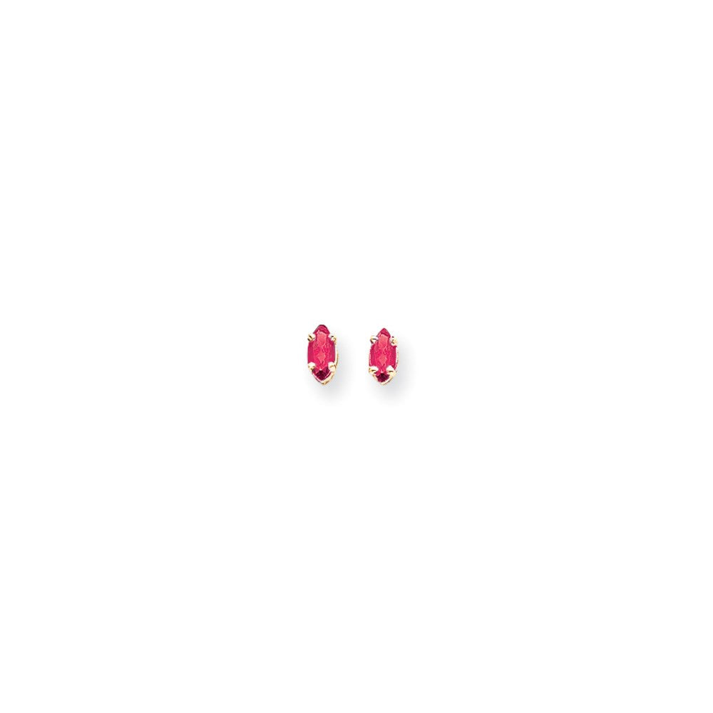 14k Yellow Gold 5x2.5mm Marquise Pink Sapphire Earrings