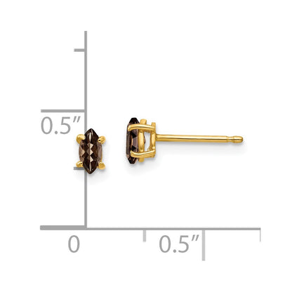14k Yellow Gold 5x2.5 Marquise Smok Yellow Gold Quartz Earring