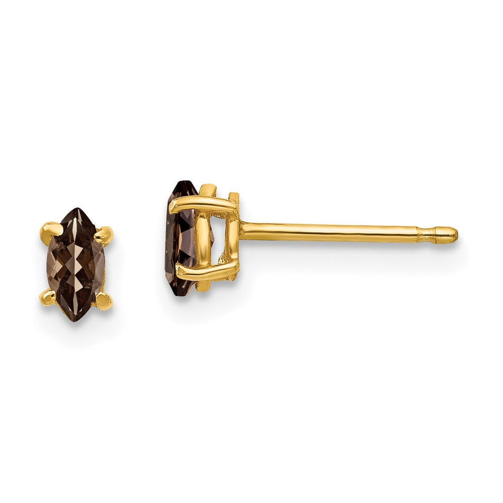 14k Yellow Gold 5x2.5 Marquise Smok Yellow Gold Quartz Earring