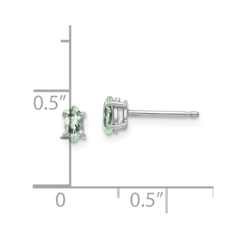 14k White Gold 5X2.5mm Marquise Green Quartz Earring