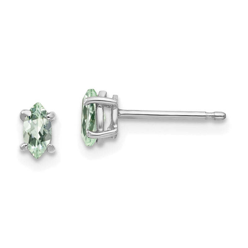14k White Gold 5X2.5mm Marquise Green Quartz Earring
