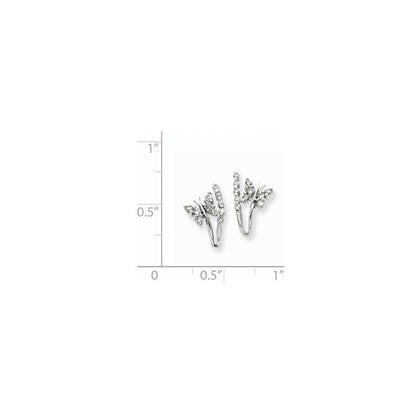 14k White Gold Real Diamond Butterfly Earrings