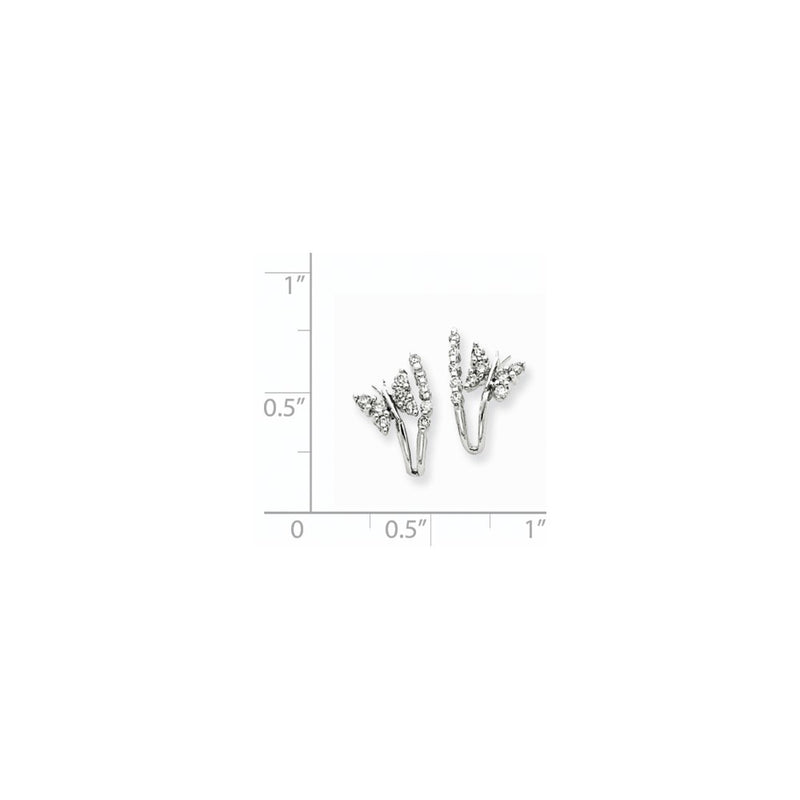 14k White Gold Real Diamond Butterfly Earrings