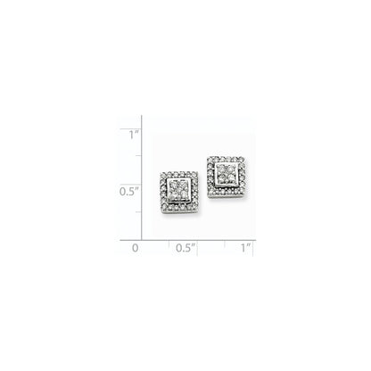 14k White Gold Real Diamond Post Earrings