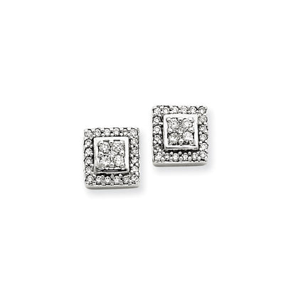 14k White Gold Real Diamond Post Earrings