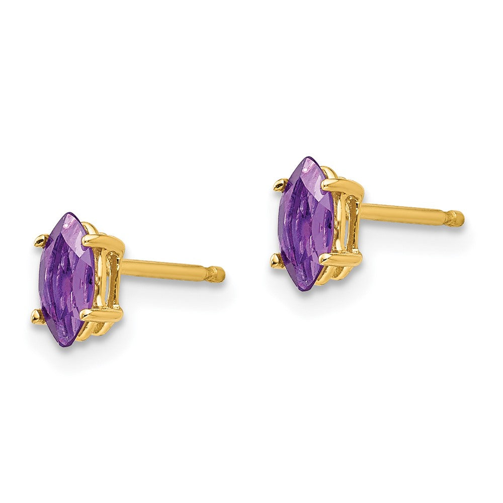 14k Yellow Gold 6x3mm Marquise Amethyst Earrings