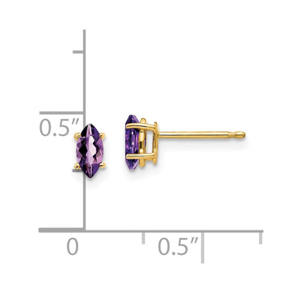14k Yellow Gold 6x3mm Marquise Amethyst Earrings