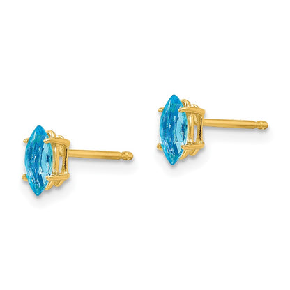 14k Yellow Gold 6x3mm Marquise Blue Topaz Earrings