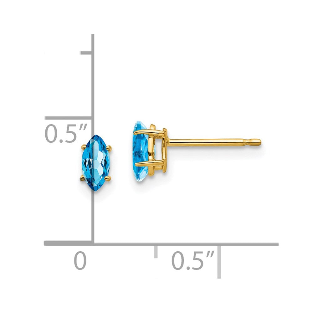 14k Yellow Gold 6x3mm Marquise Blue Topaz Earrings