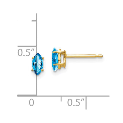 14k Yellow Gold 6x3mm Marquise Blue Topaz Earrings