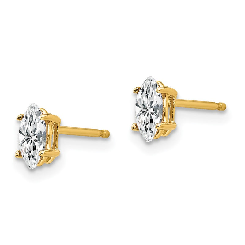14k Yellow Gold 6x3mm Marquise Cubic Zirconia Earrings