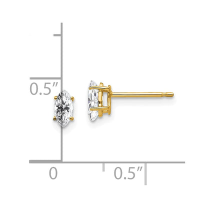 14k Yellow Gold 6x3mm Marquise Cubic Zirconia Earrings