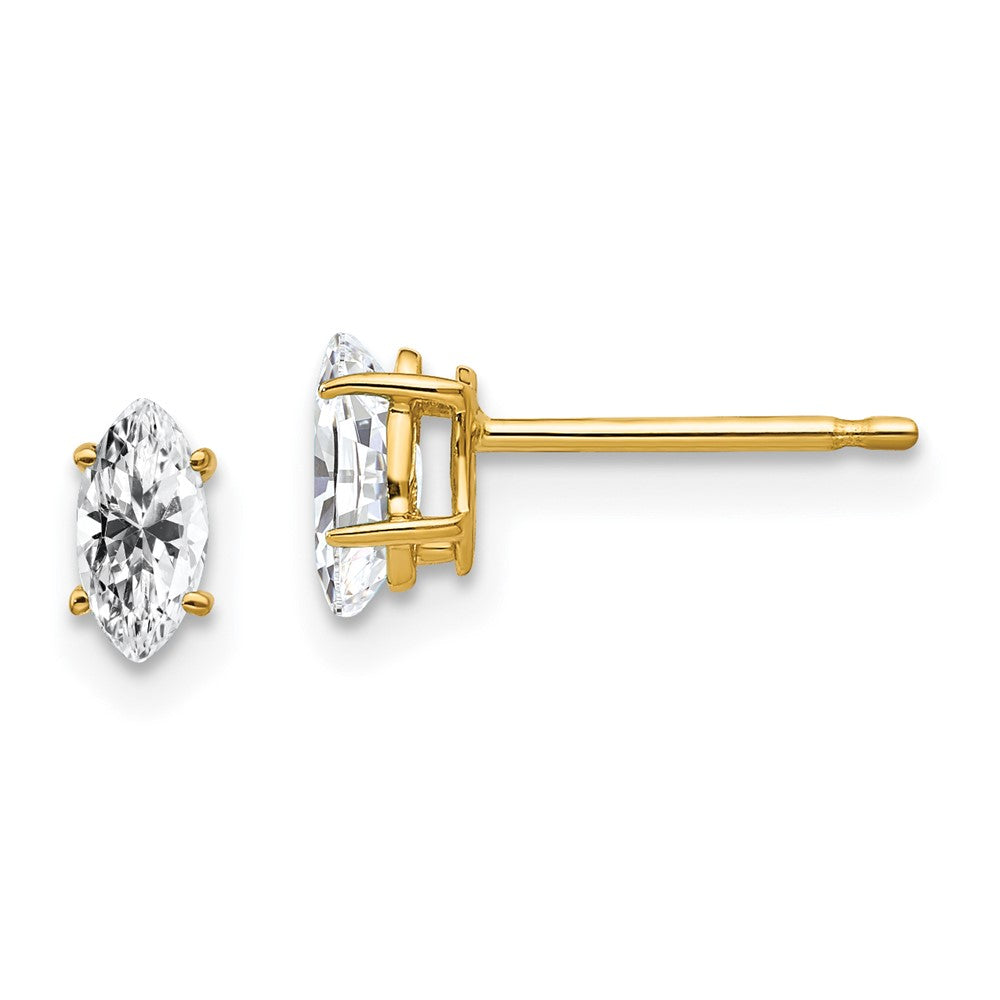 14k Yellow Gold 6x3mm Marquise Cubic Zirconia Earrings