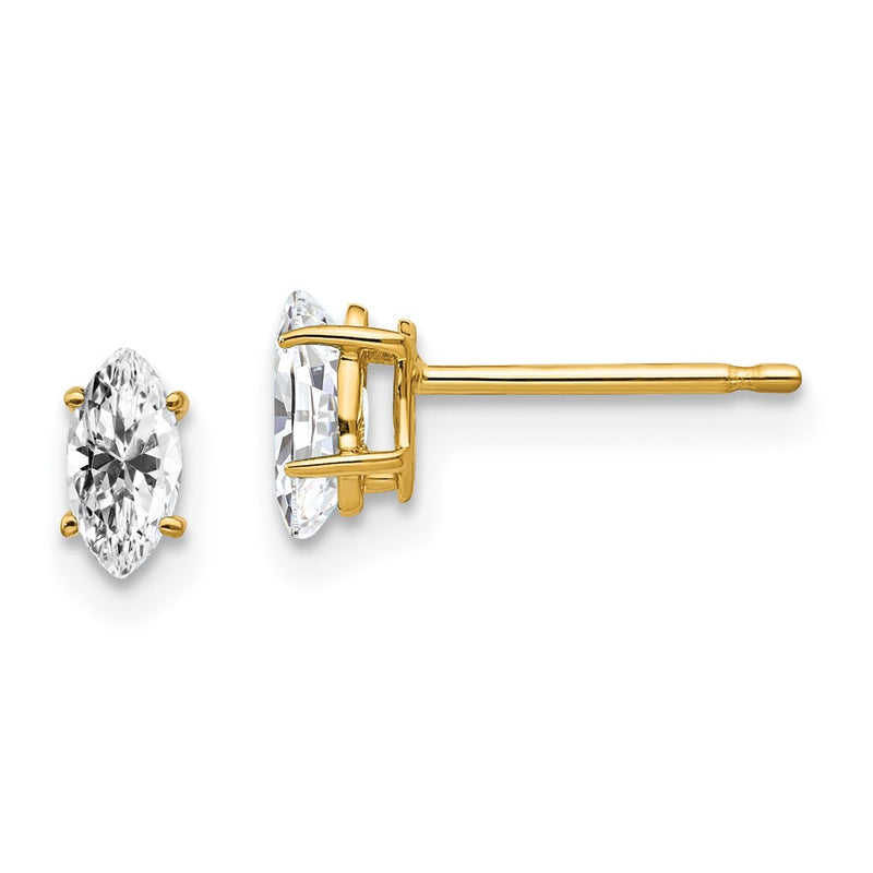 14k Yellow Gold 6x3mm Marquise Cubic Zirconia Earrings
