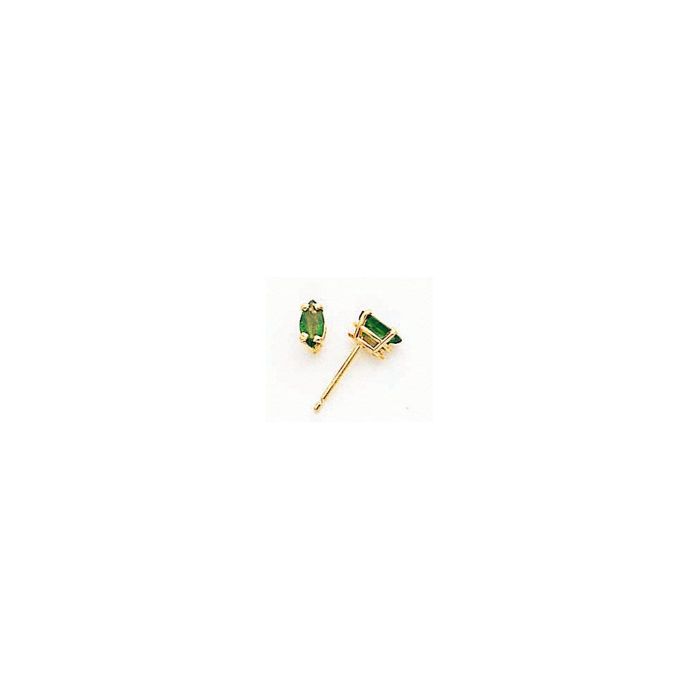 14k Yellow Gold 6x3mm Marquise Emerald Earrings