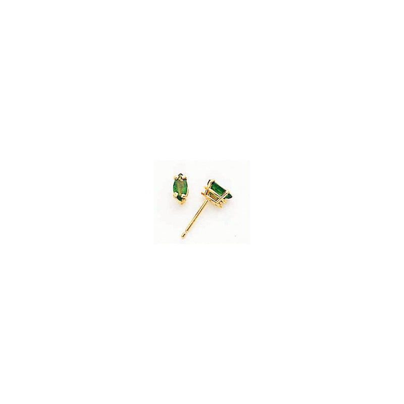 14k Yellow Gold 6x3mm Marquise Emerald Earrings