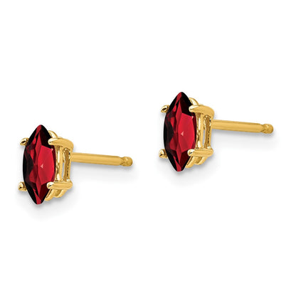 14k Yellow Gold 6x3mm Marquise Garnet Earrings