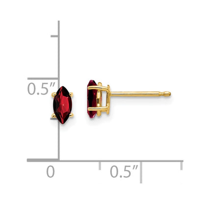 14k Yellow Gold 6x3mm Marquise Garnet Earrings