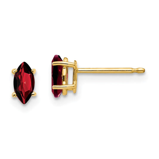14k Yellow Gold 6x3mm Marquise Garnet Earrings