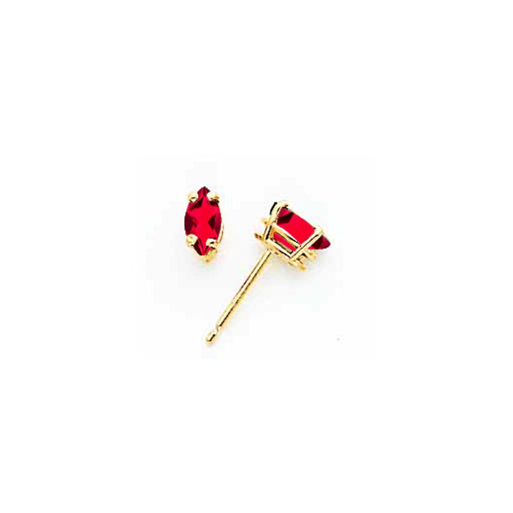 14k Yellow Gold 6x3mm Marquise Ruby Earrings