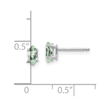 14k White Gold 6x3mm Marquise Green Quartz Earring