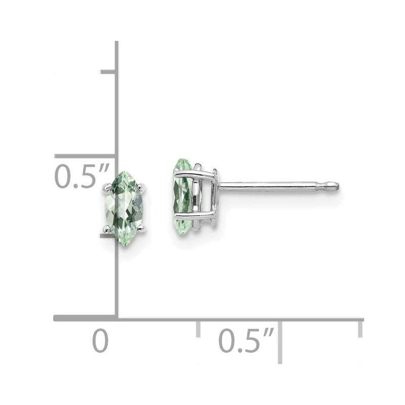 14k White Gold 6x3mm Marquise Green Quartz Earring