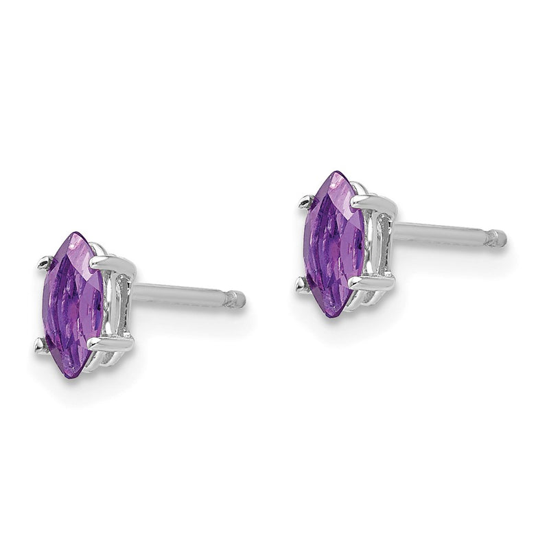 14k Yellow Gold 6x3mm Amethyst Marquise Stud Earring