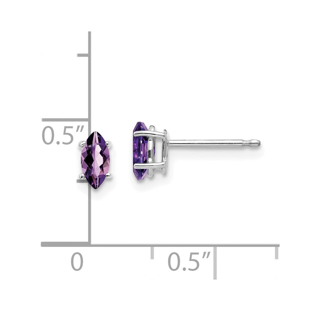 14k Yellow Gold 6x3mm Amethyst Marquise Stud Earring