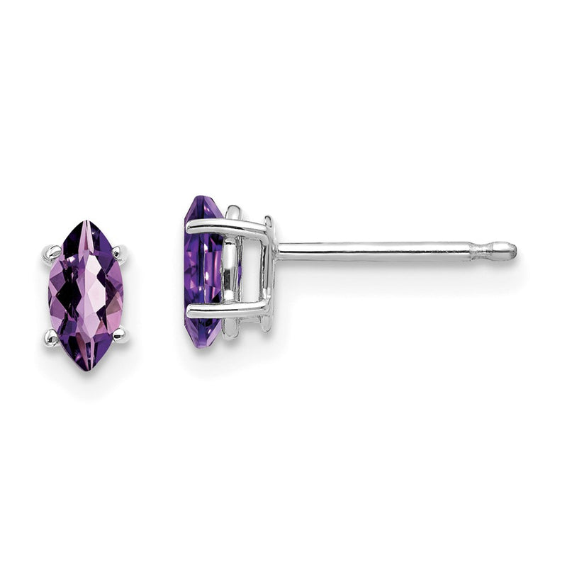 14k Yellow Gold 6x3mm Amethyst Marquise Stud Earring