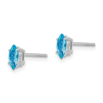 14k White Gold 6x3mm Marquise Blue Topaz Earrings