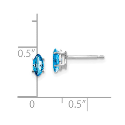 14k White Gold 6x3mm Marquise Blue Topaz Earrings