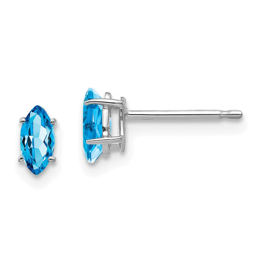 14k White Gold 6x3mm Marquise Blue Topaz Earrings