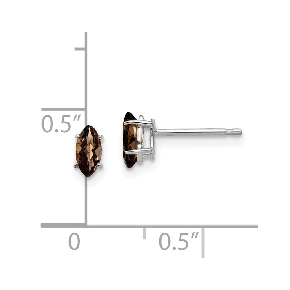 14k White Gold 6x3mm Marquise Checker-Cut Smok Yellow Gold Quartz Earring