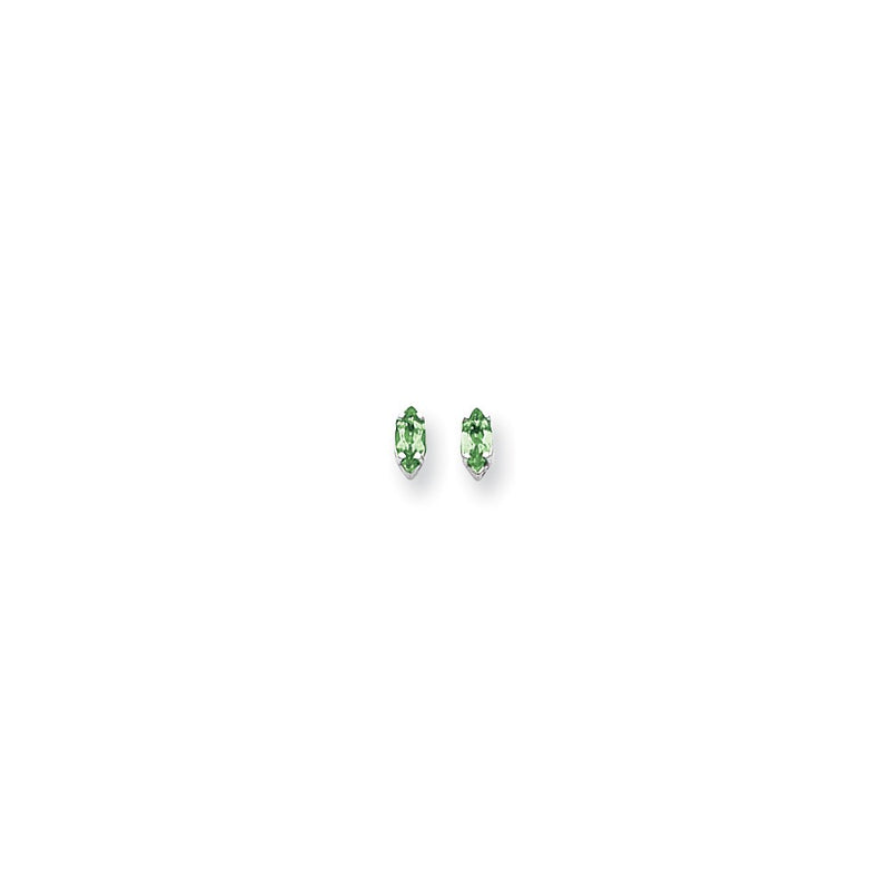 14k White Gold 6x3mm Marquise Emerald Earrings