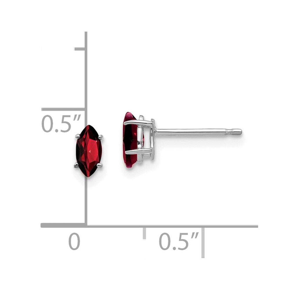 14k White Gold Garnet Marquise Stud Earring