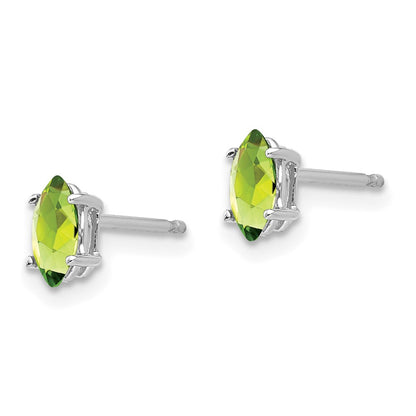 14k White Gold 6x3mm Marquise Peridot Earrings