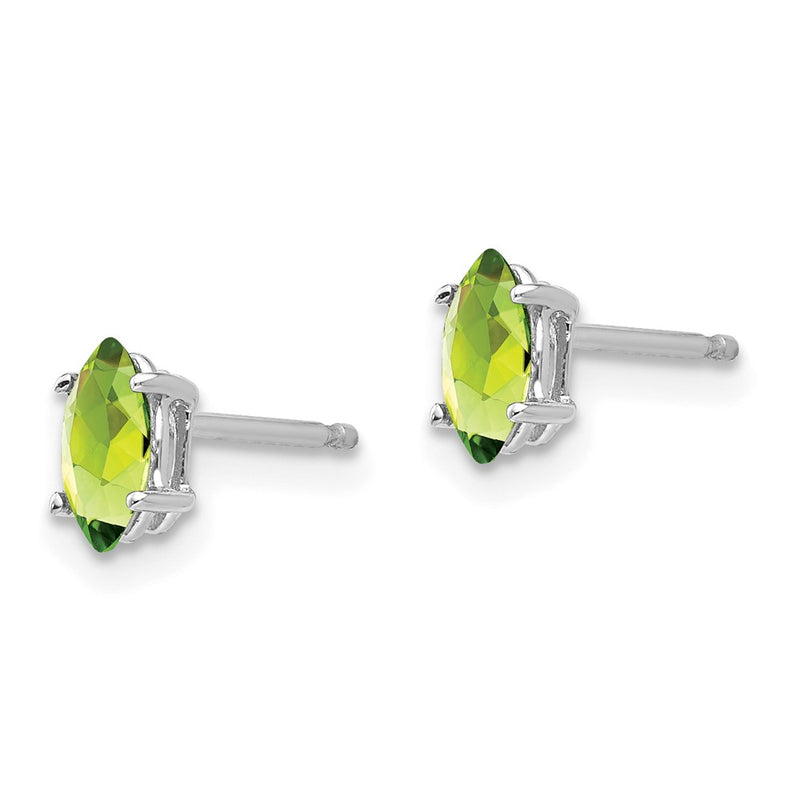 14k White Gold 6x3mm Marquise Peridot Earrings