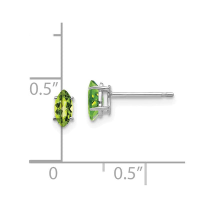 14k White Gold 6x3mm Marquise Peridot Earrings