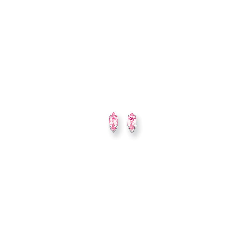 14k White Gold 6x3mm Marquise Pink Tourmaline earring