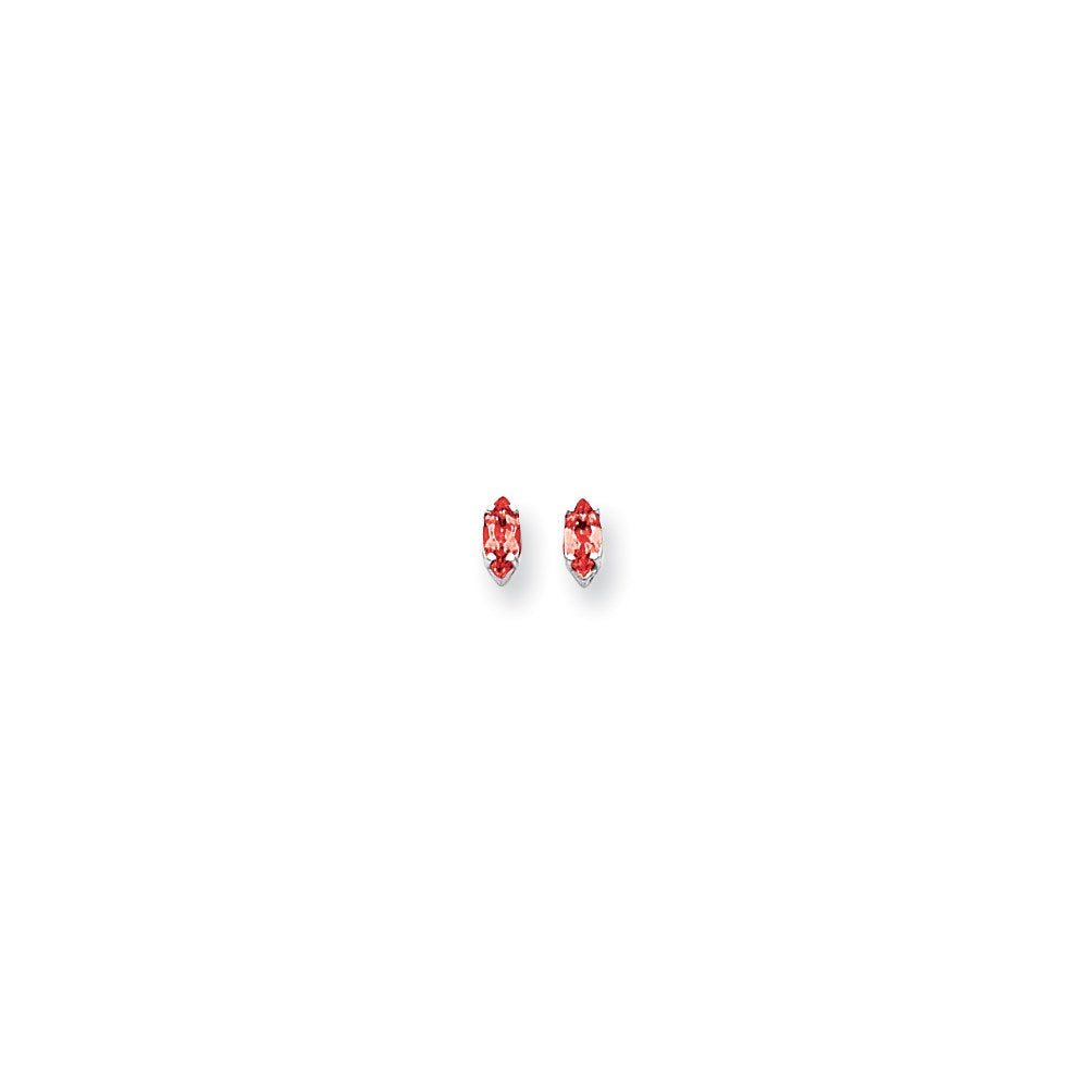 14k White Gold 6x3mm Marquise Ruby Earrings